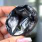 Druzy Black Flower Agate Palm Stone