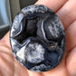 Druzy Black Flower Agate Palm Stone
