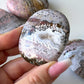 Druzy Pink Sea Jasper Palm Stone