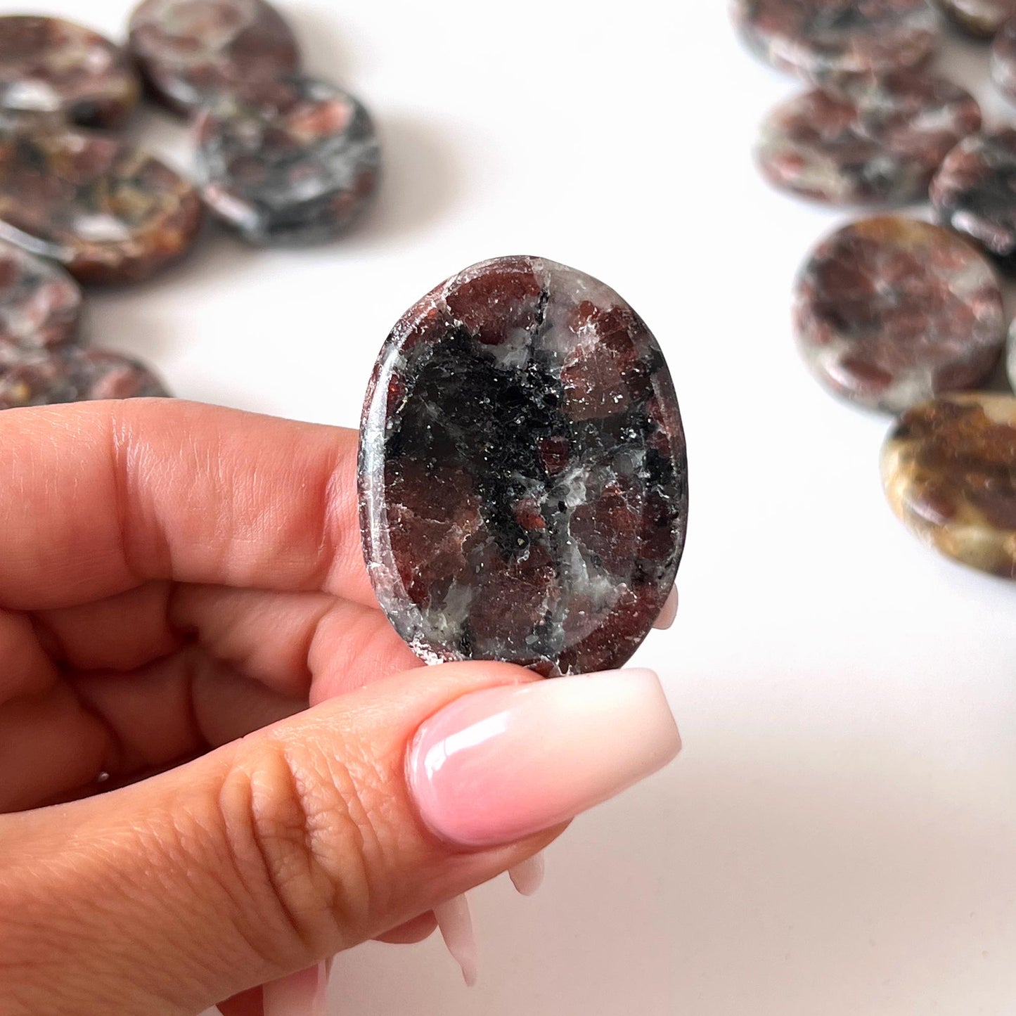 Garnet in Arfvedsonite Worry Stone