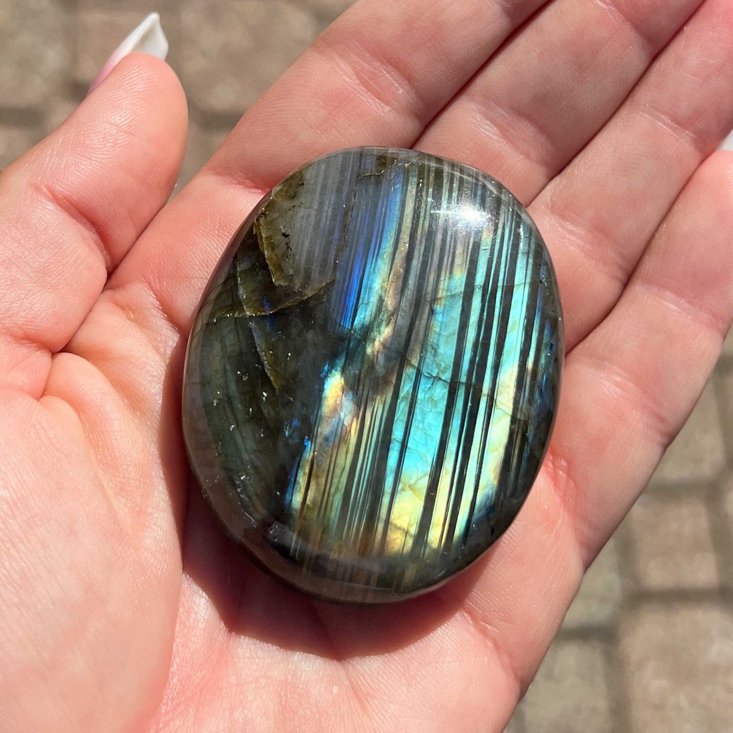 Flashy Labradorite Palm Stone