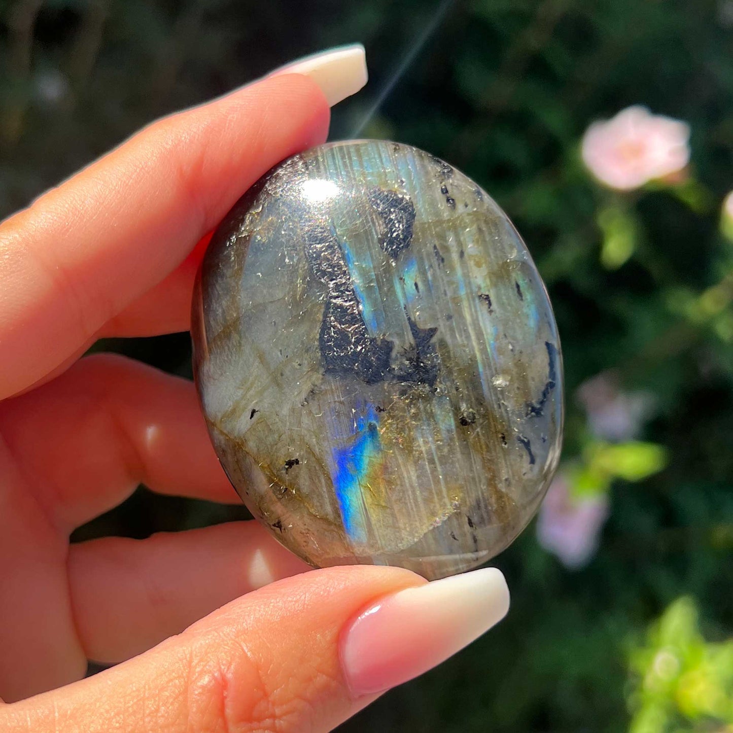 Flashy Labradorite Palm Stone