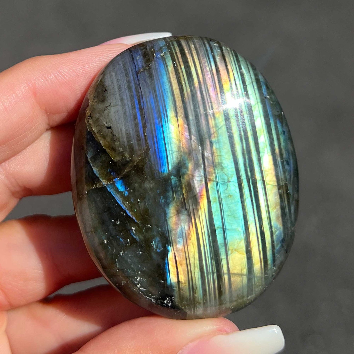 Flashy Labradorite Palm Stone