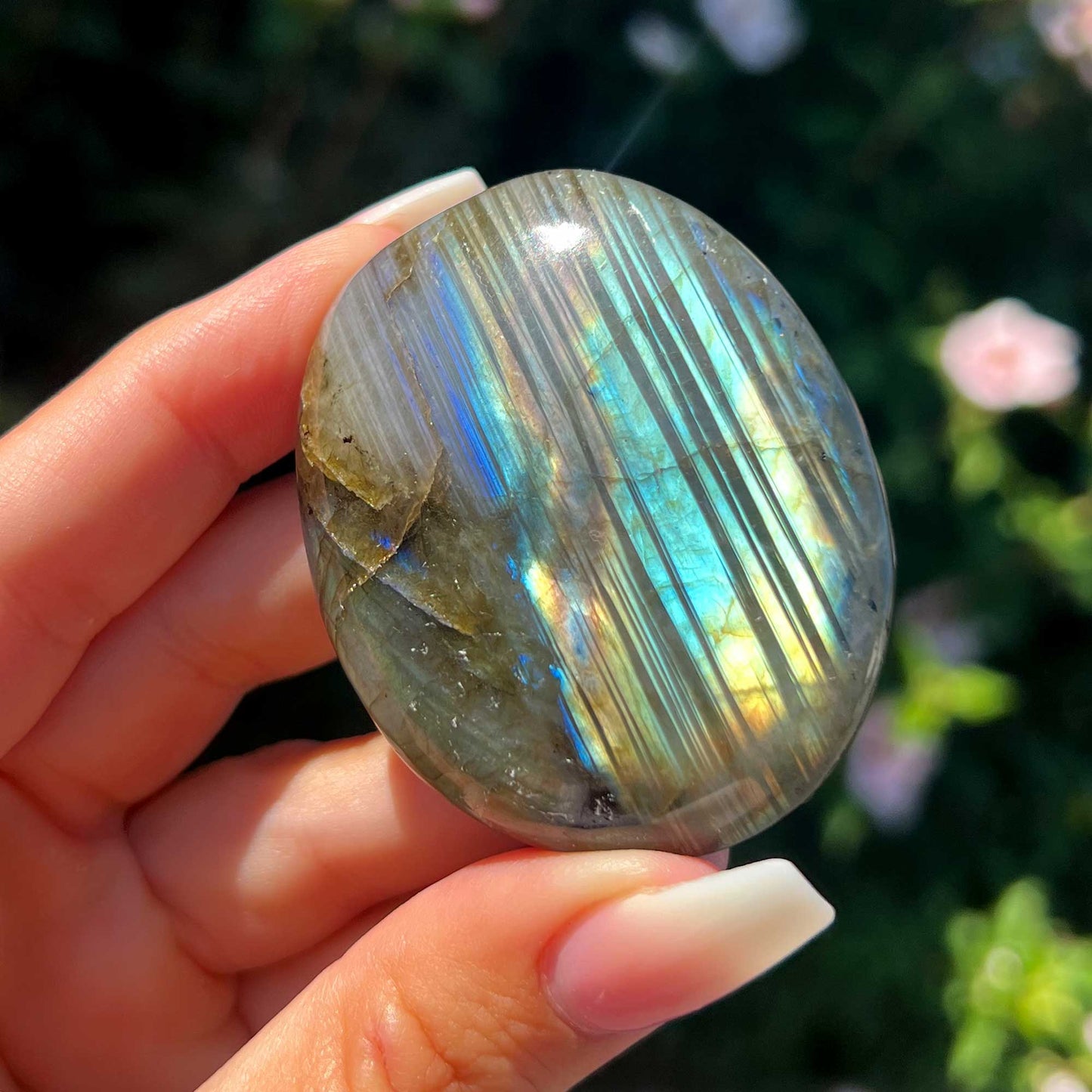 Flashy Labradorite Palm Stone