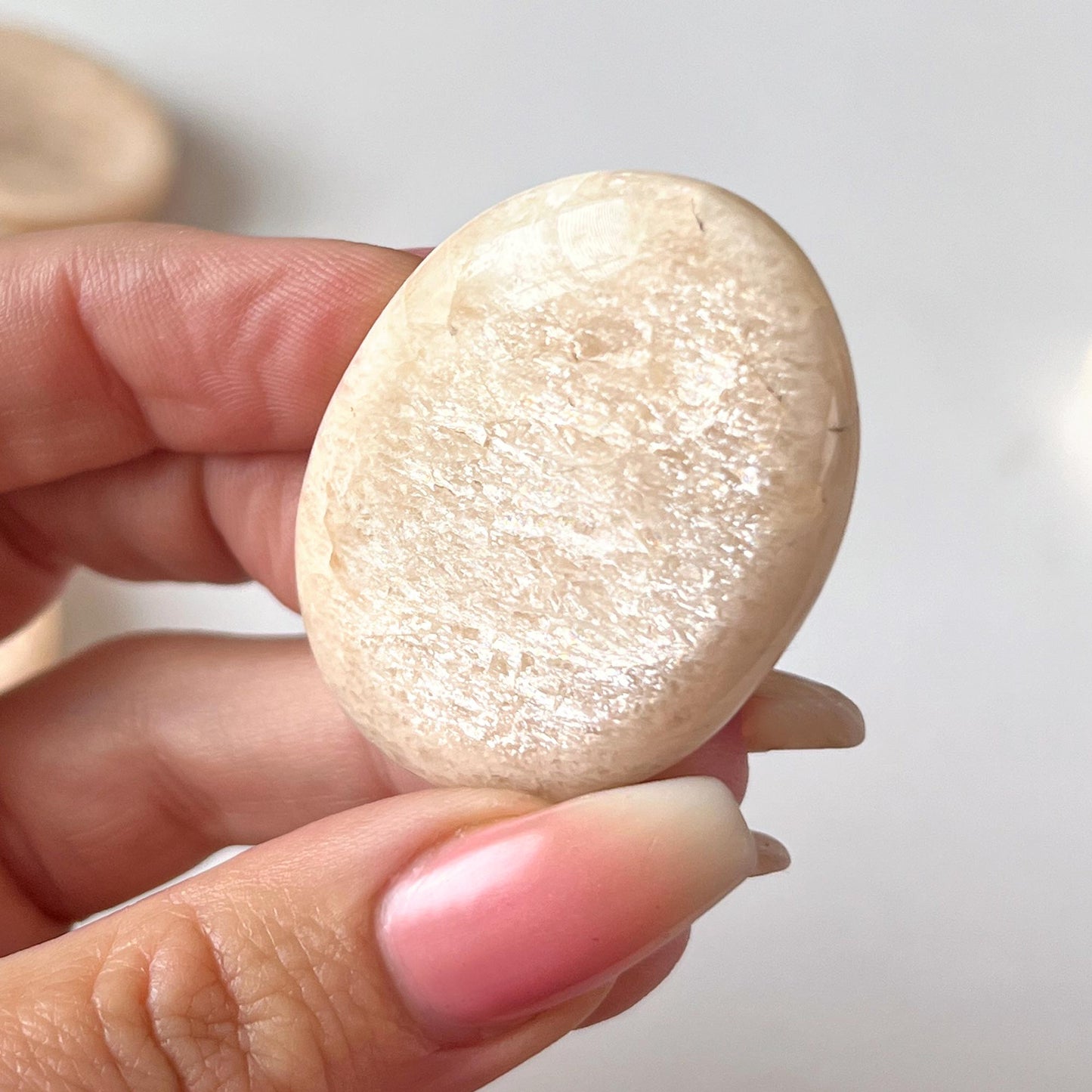 Flashy Peach Moonstone Worry Stone