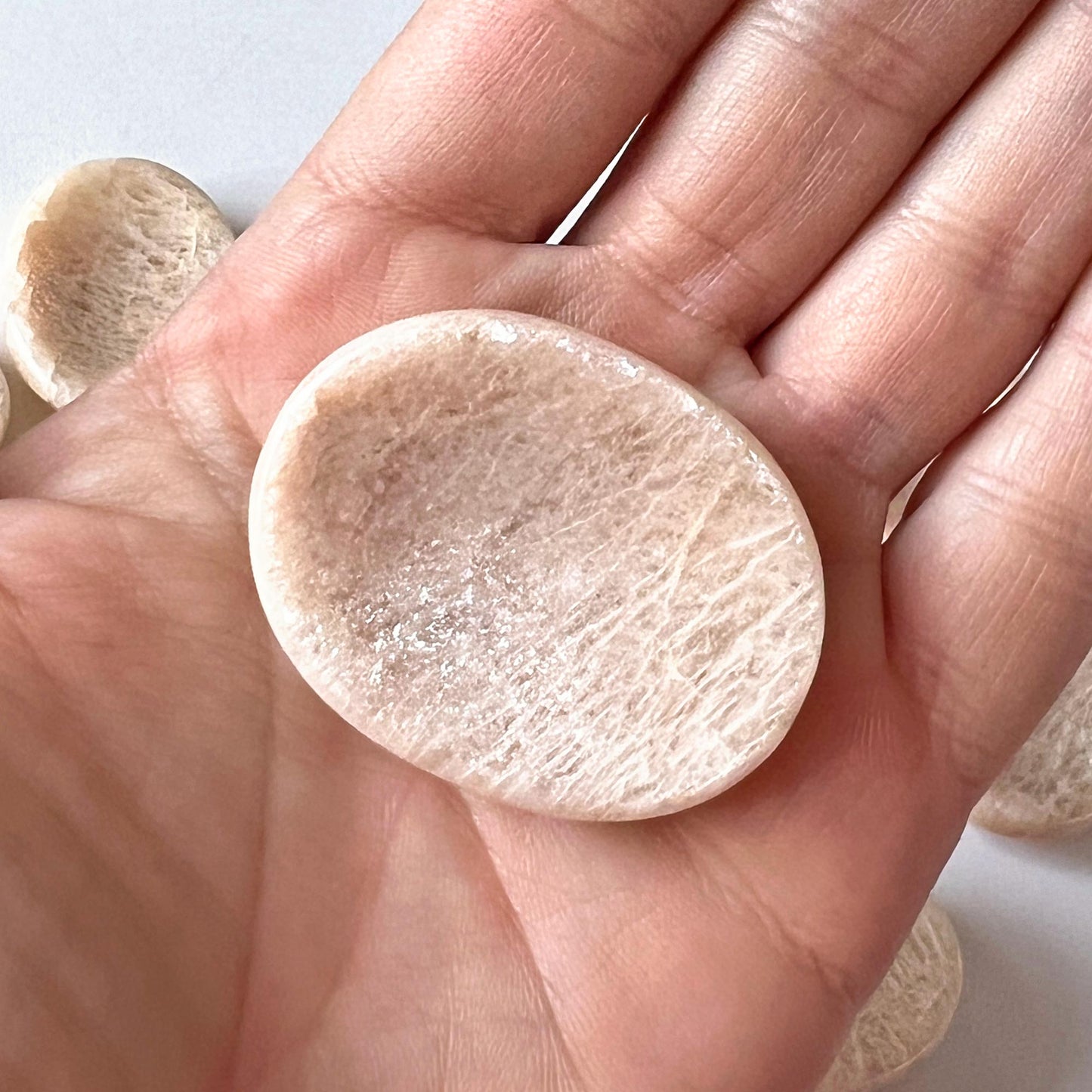 Flashy Peach Moonstone Worry Stone