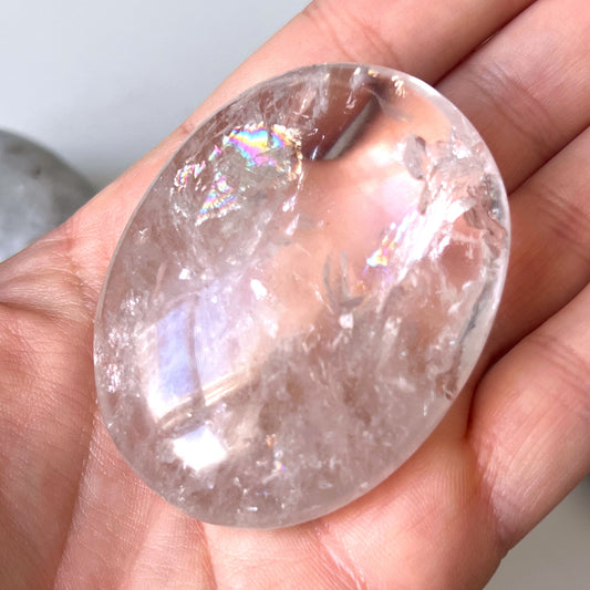 Rainbow Clear Quartz Palm Stone