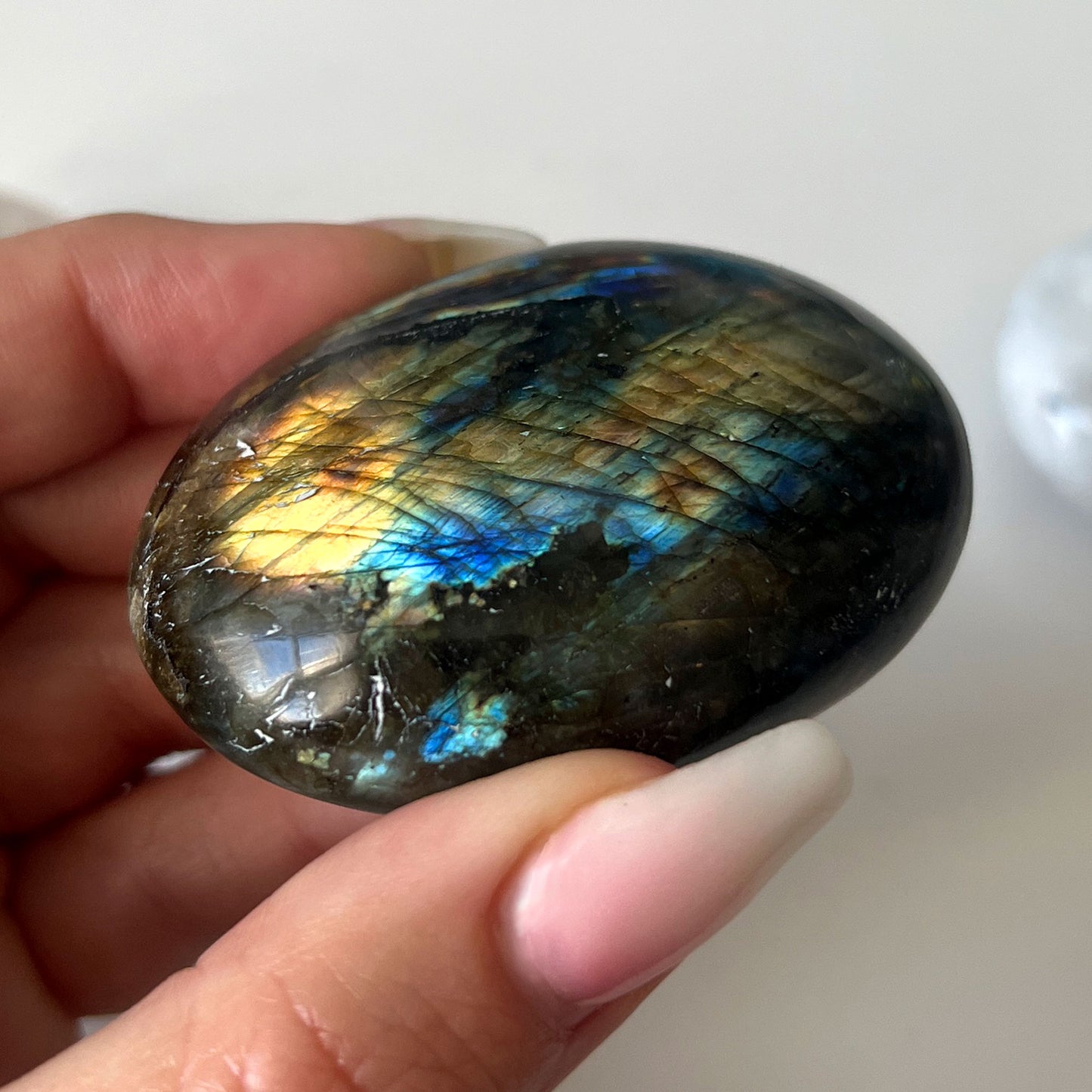 Flashy Labradorite Palm Stone