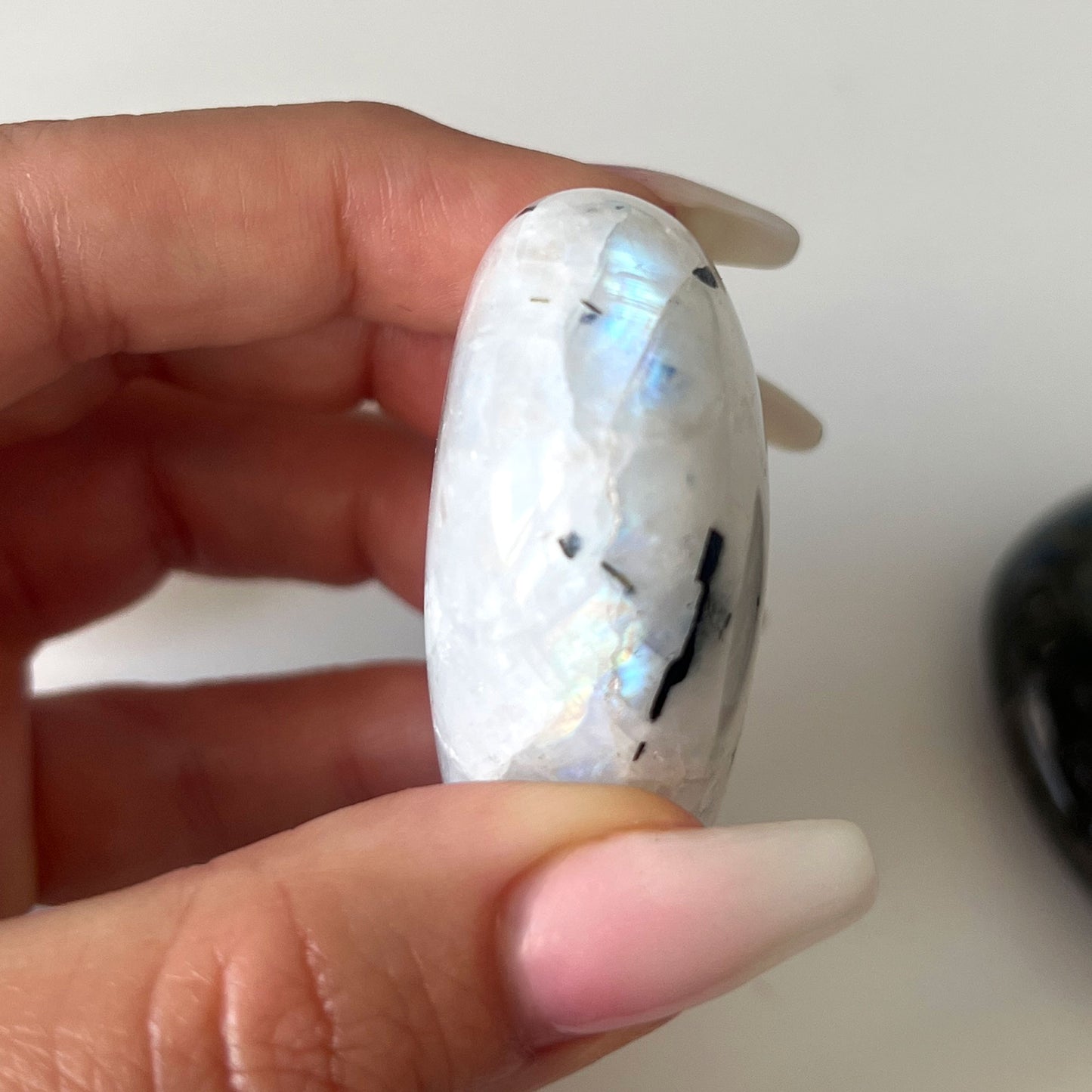 Flashy Rainbow Moonstone Palm Stone