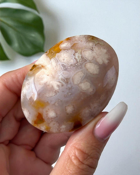 Flower Agate Palm Stone