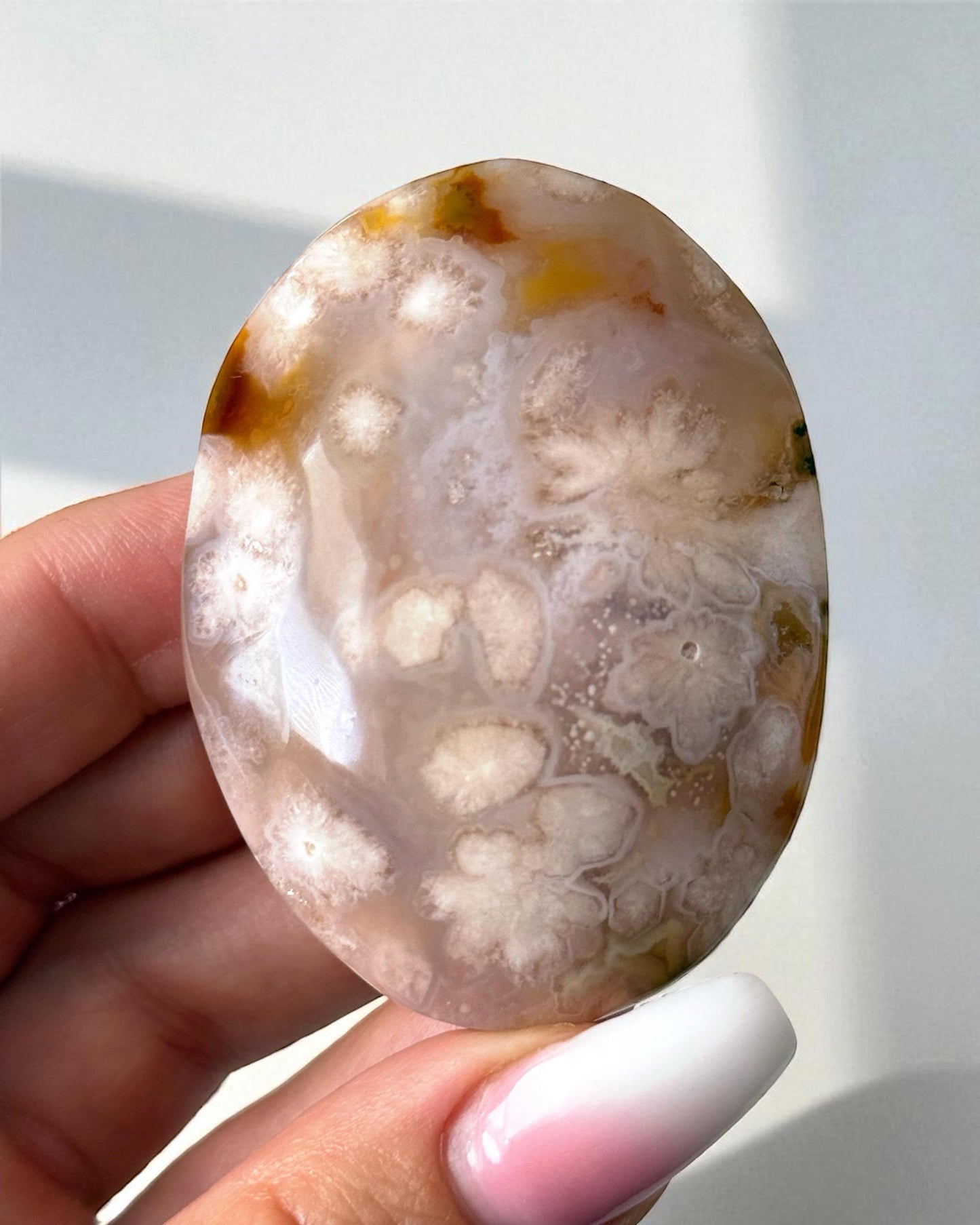 Flower Agate Palm Stone