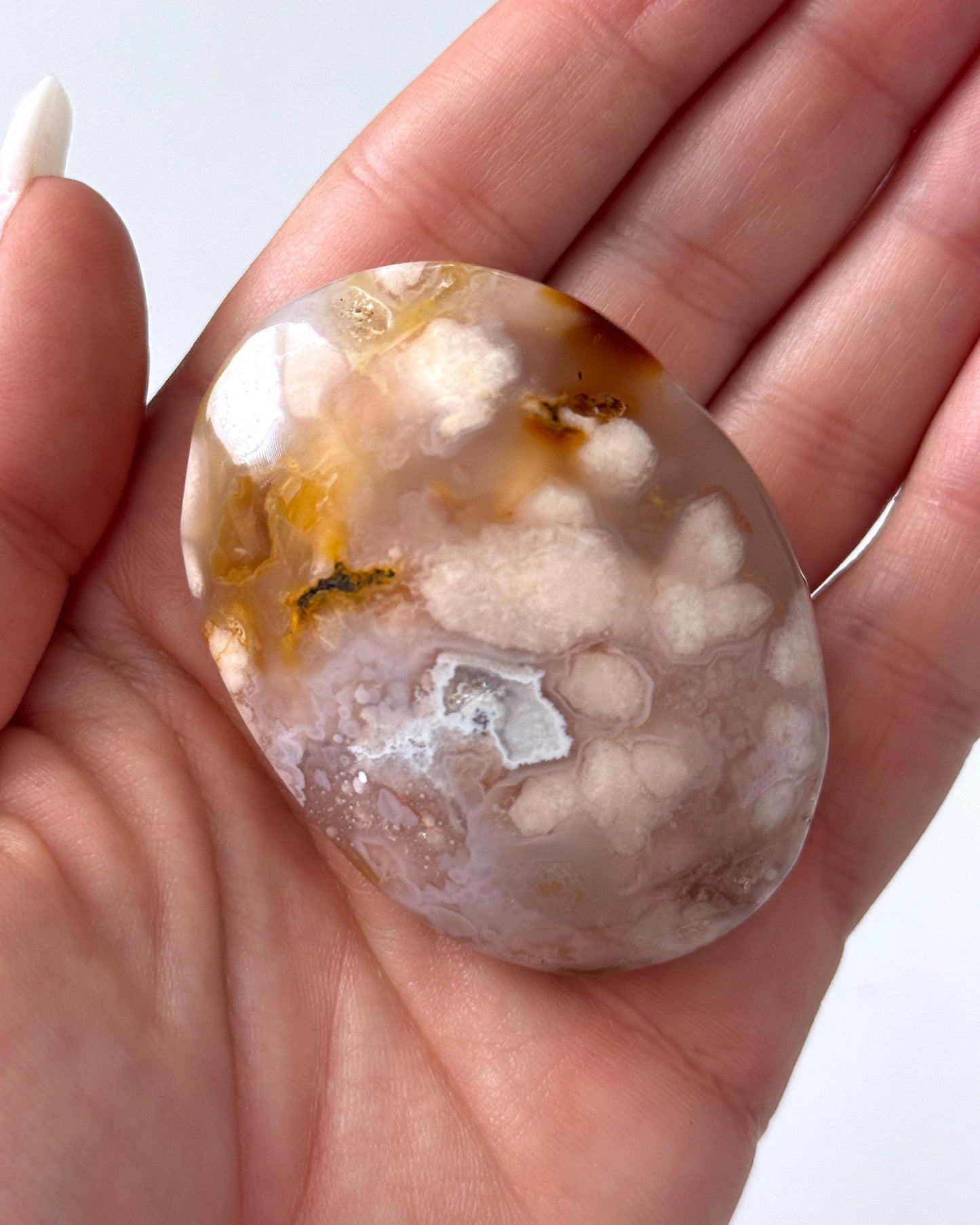 Flower Agate Palm Stone