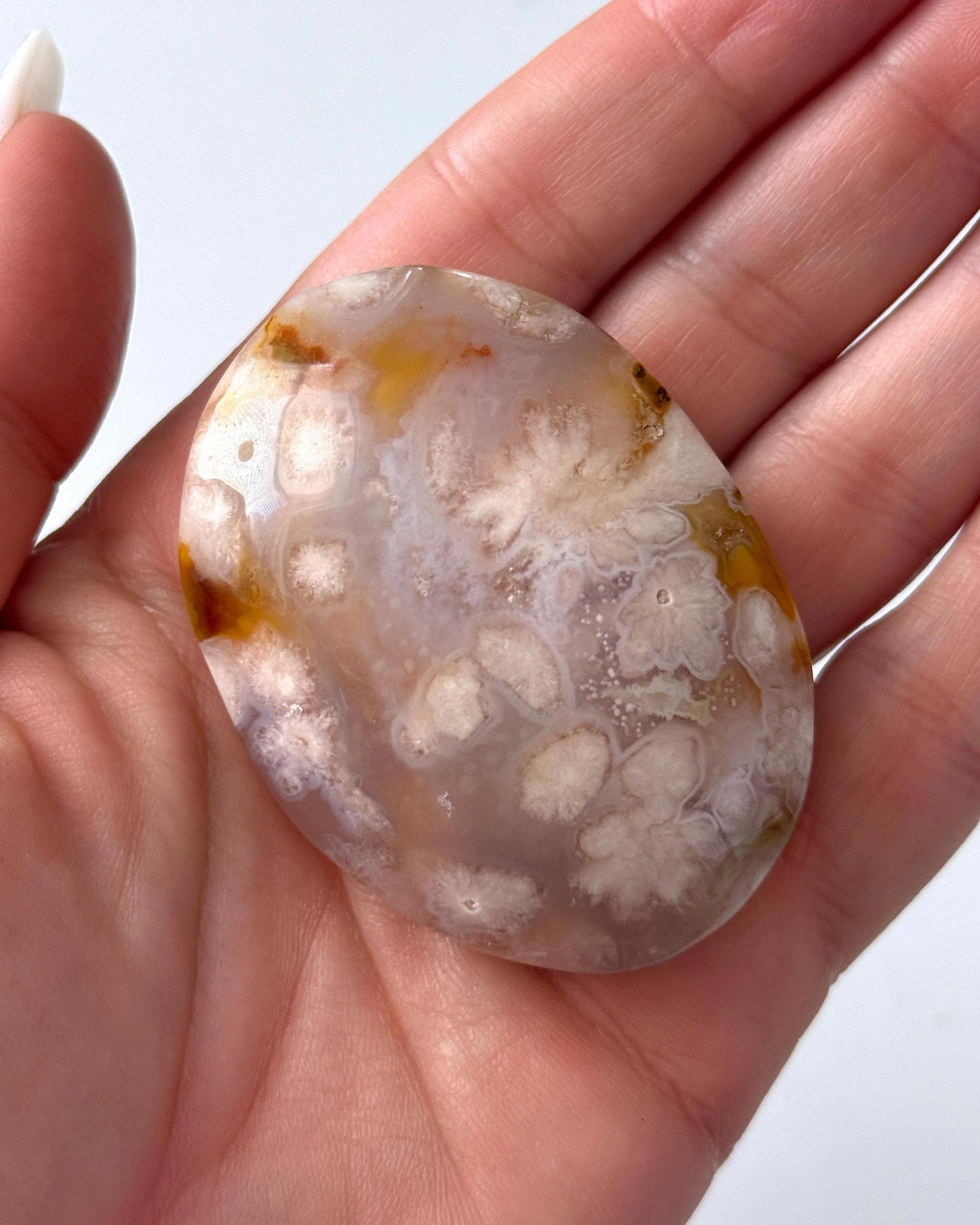 Flower Agate Palm Stone