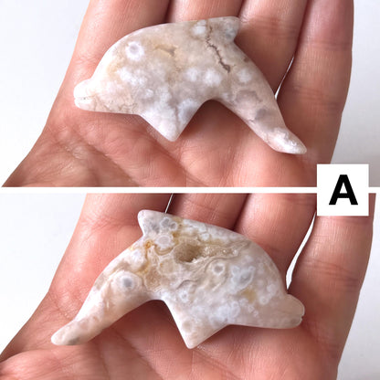 Flower Agate Dolphin Carving