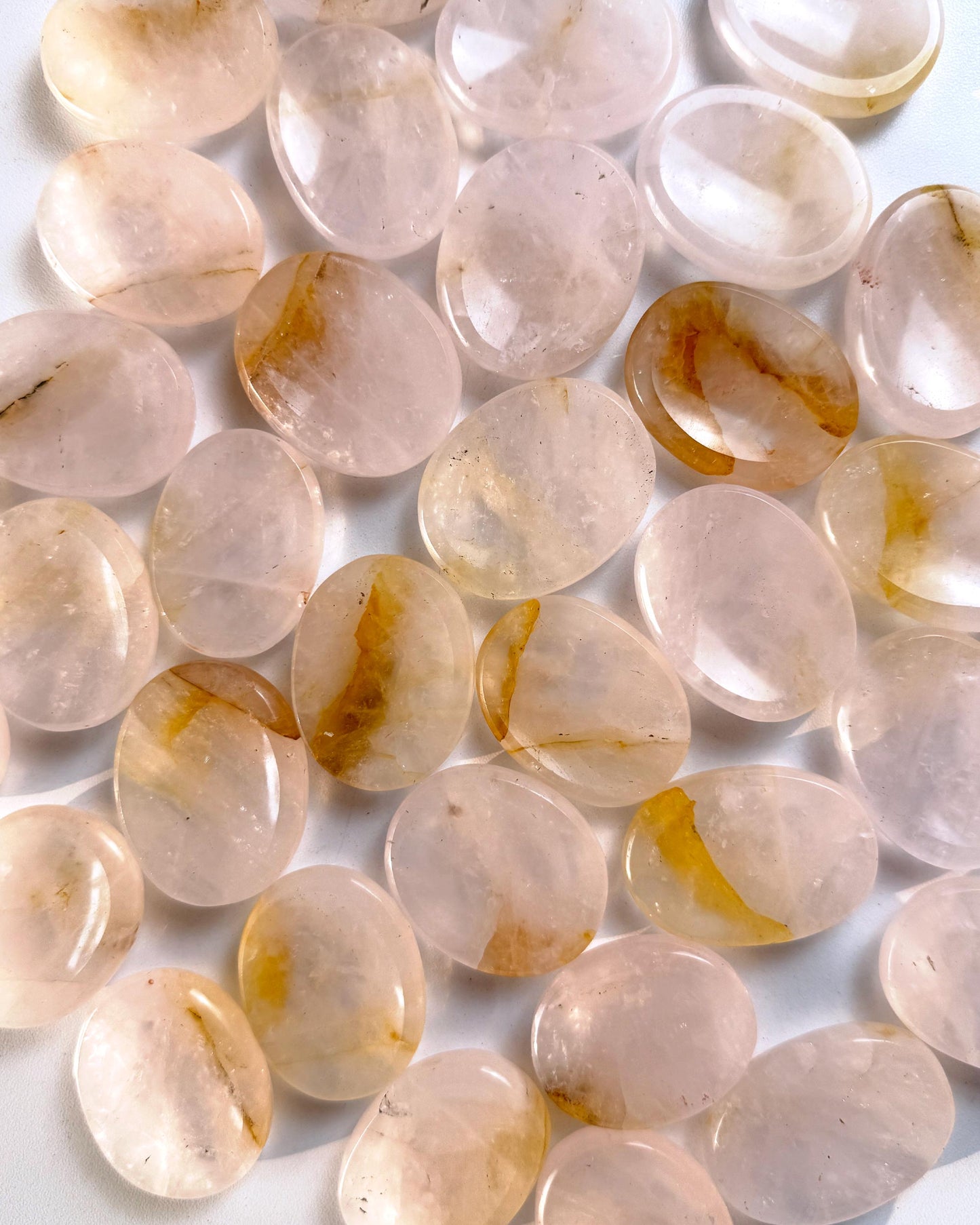 Rose Quartz Golden Healer Worry Stone