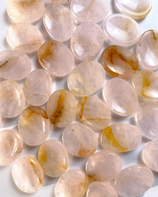 Rose Quartz Golden Healer Worry Stone