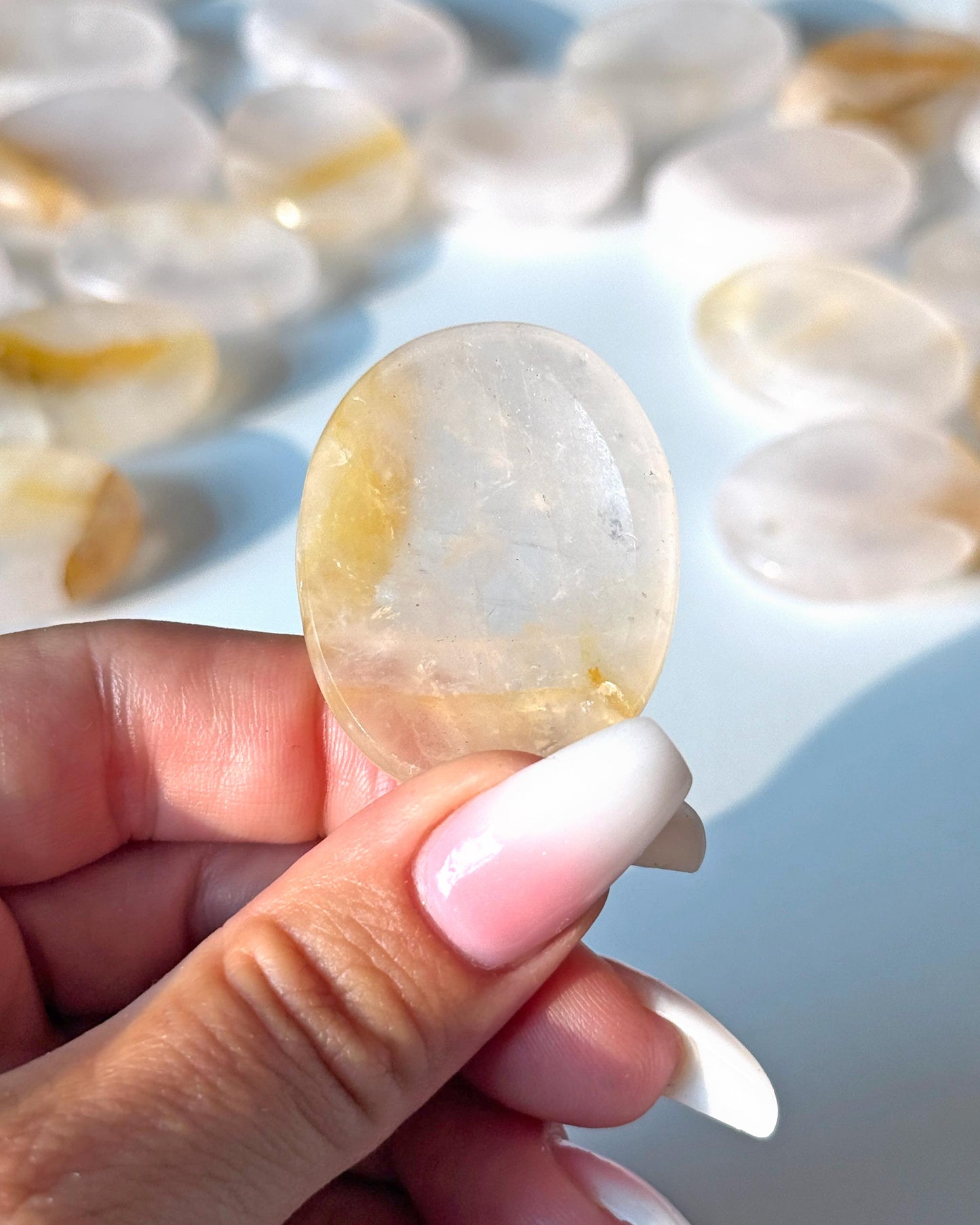 Rose Quartz Golden Healer Worry Stone
