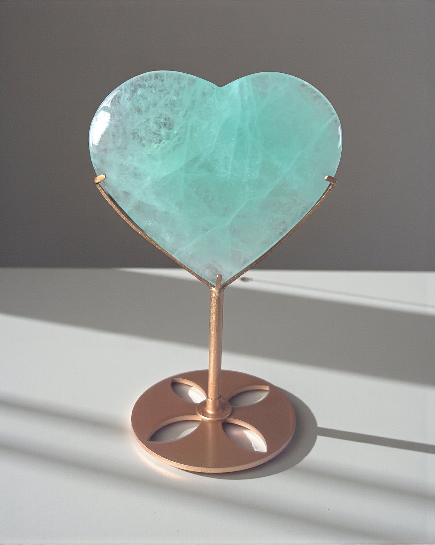Green Fluorite Large Heart on Stand