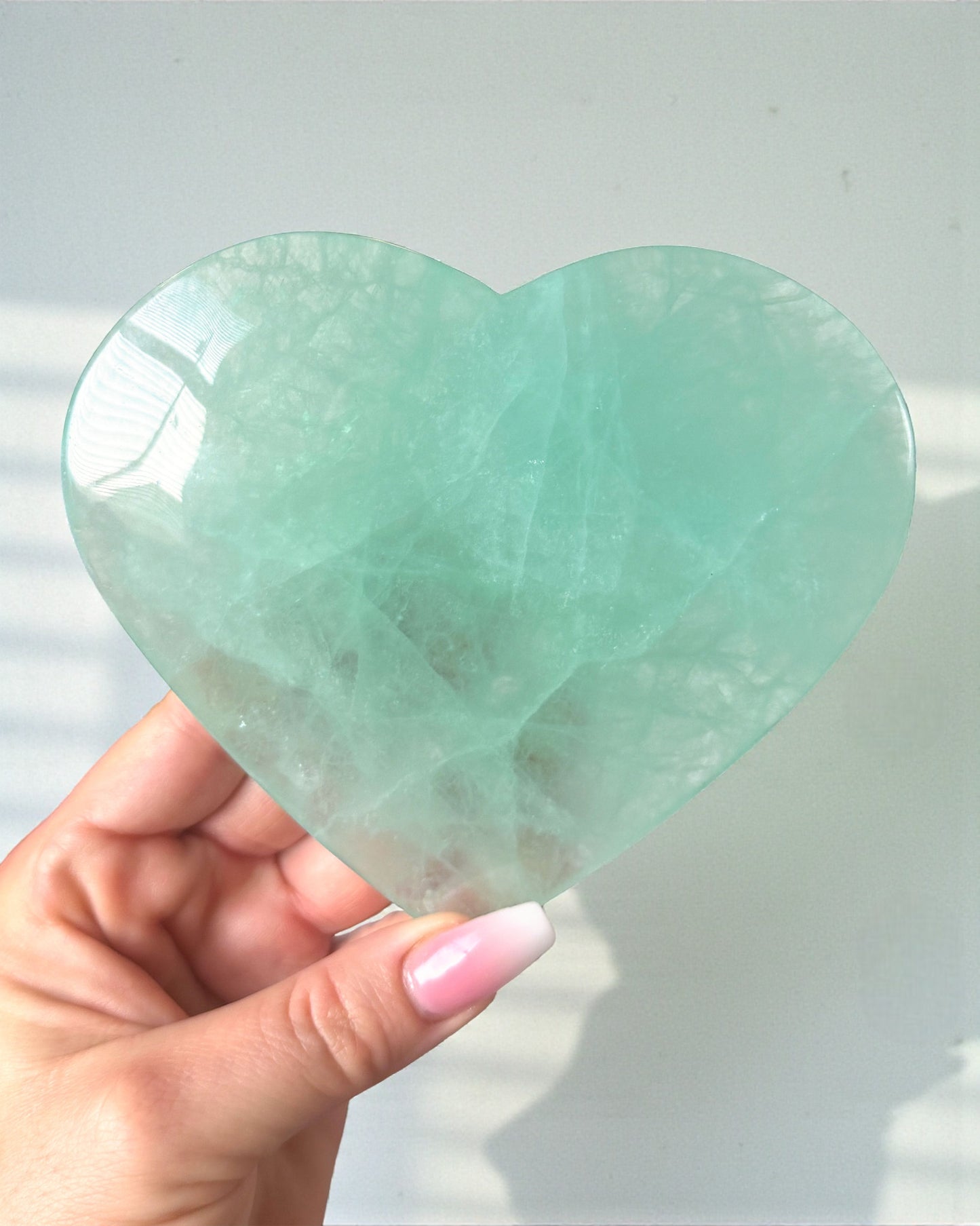 Green Fluorite Large Heart on Stand