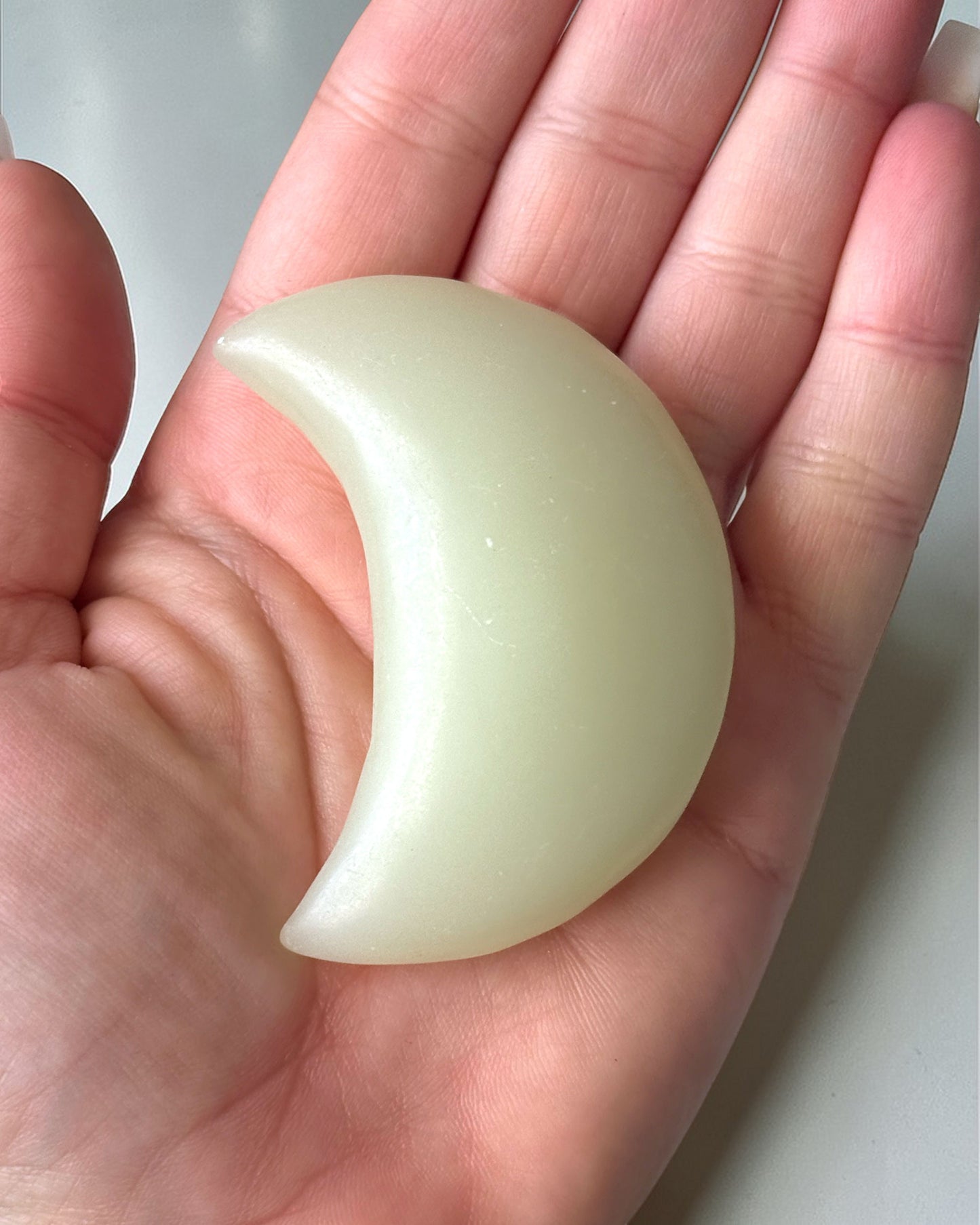 Green Onyx Crescent Moon Carving