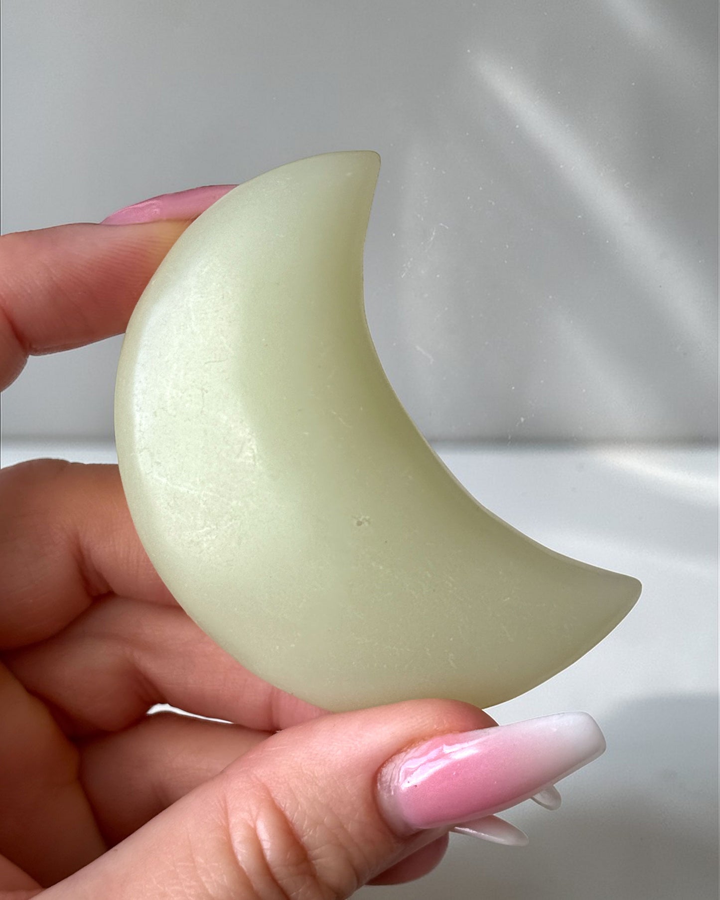 Green Onyx Crescent Moon Carving
