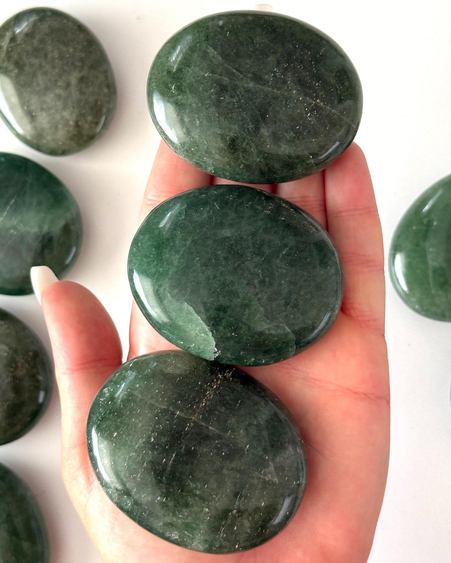 Green Strawberry Quartz Palm Stone