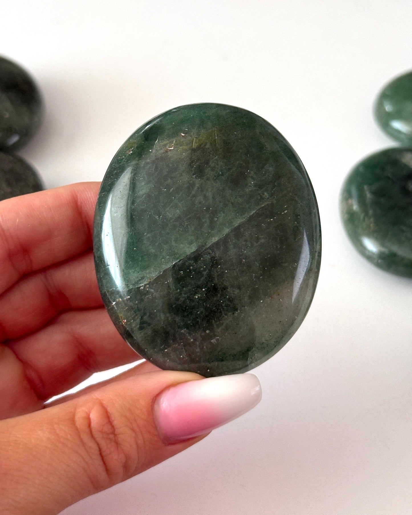 Green Strawberry Quartz Palm Stone