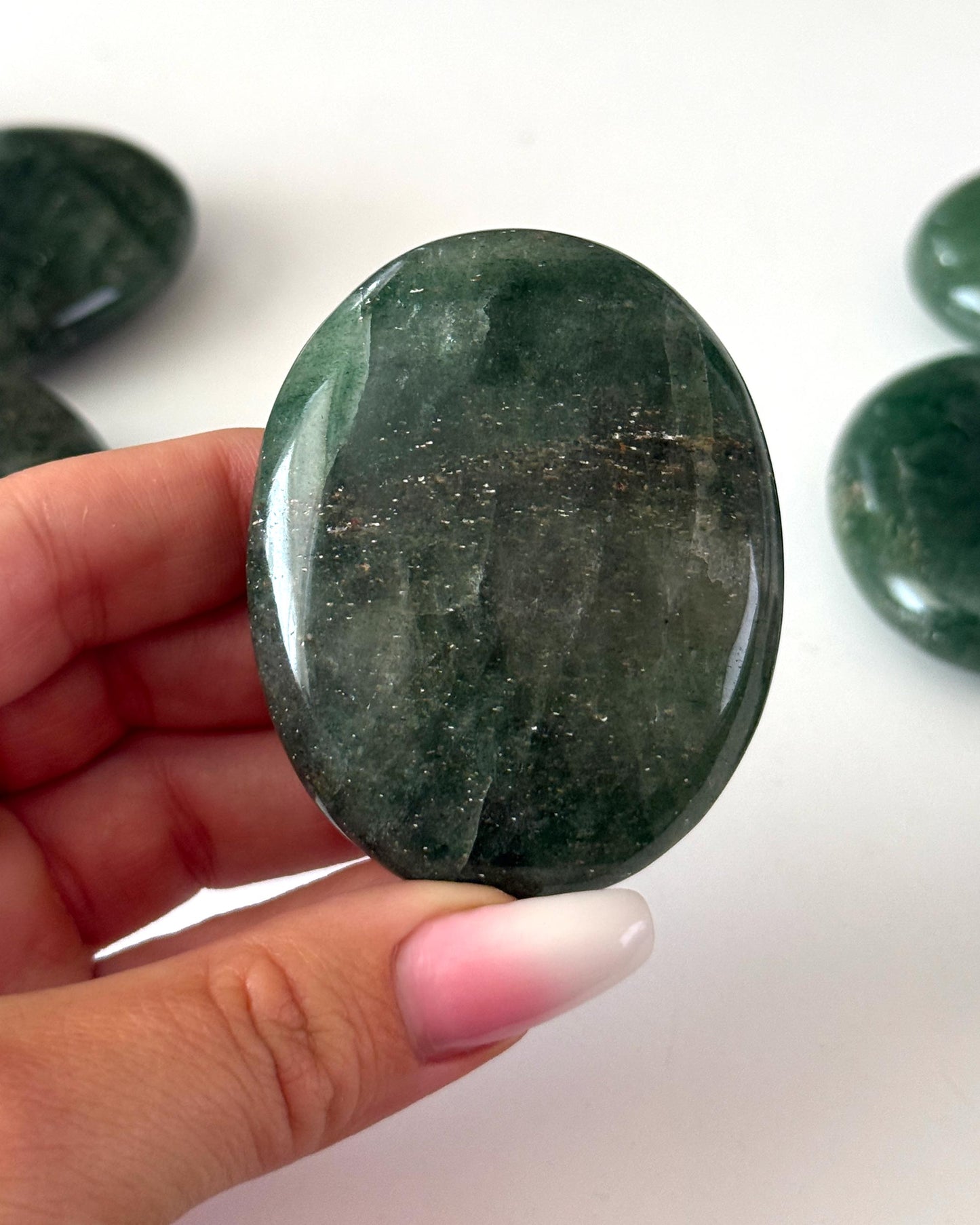 Green Strawberry Quartz Palm Stone