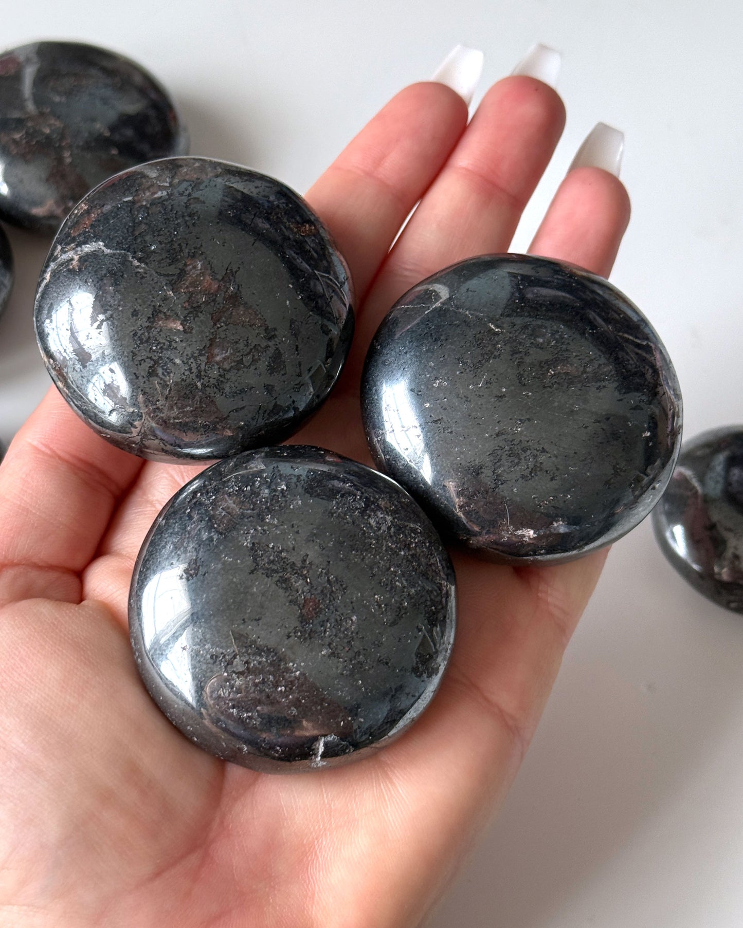 Hematite Round Palm Stone