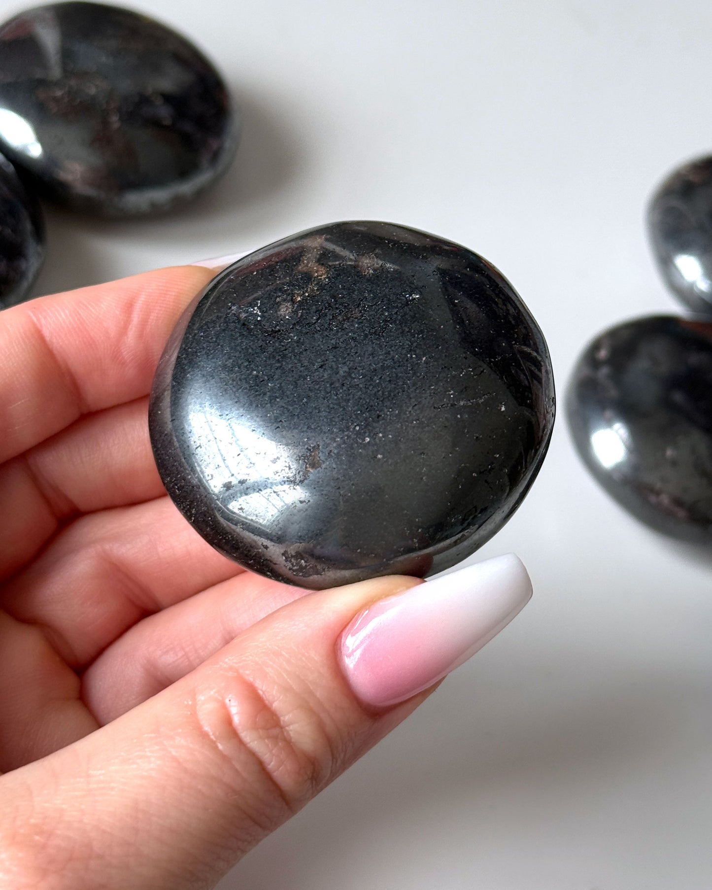Hematite Round Palm Stone