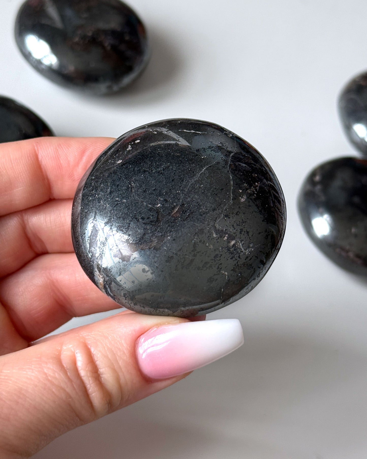 Hematite Round Palm Stone