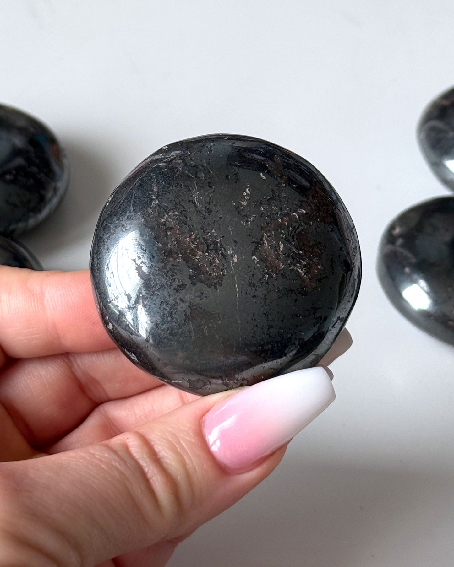 Hematite Round Palm Stone