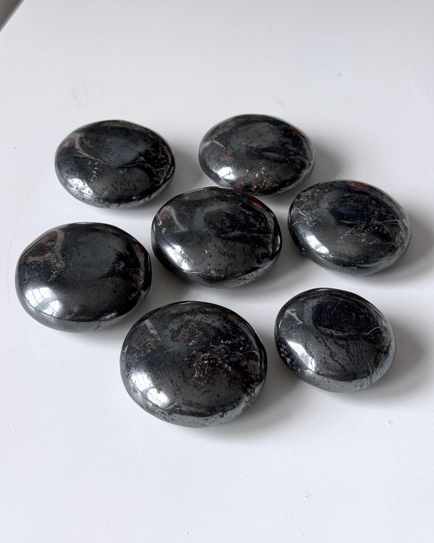 Hematite Round Palm Stone