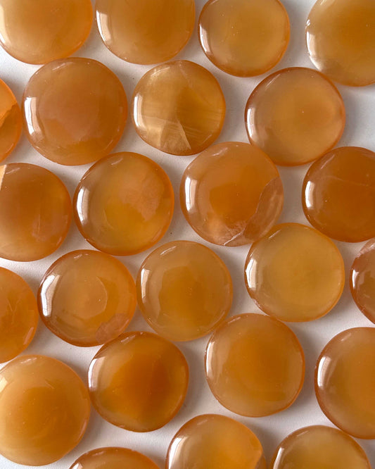Honey Calcite Round Palm Stone