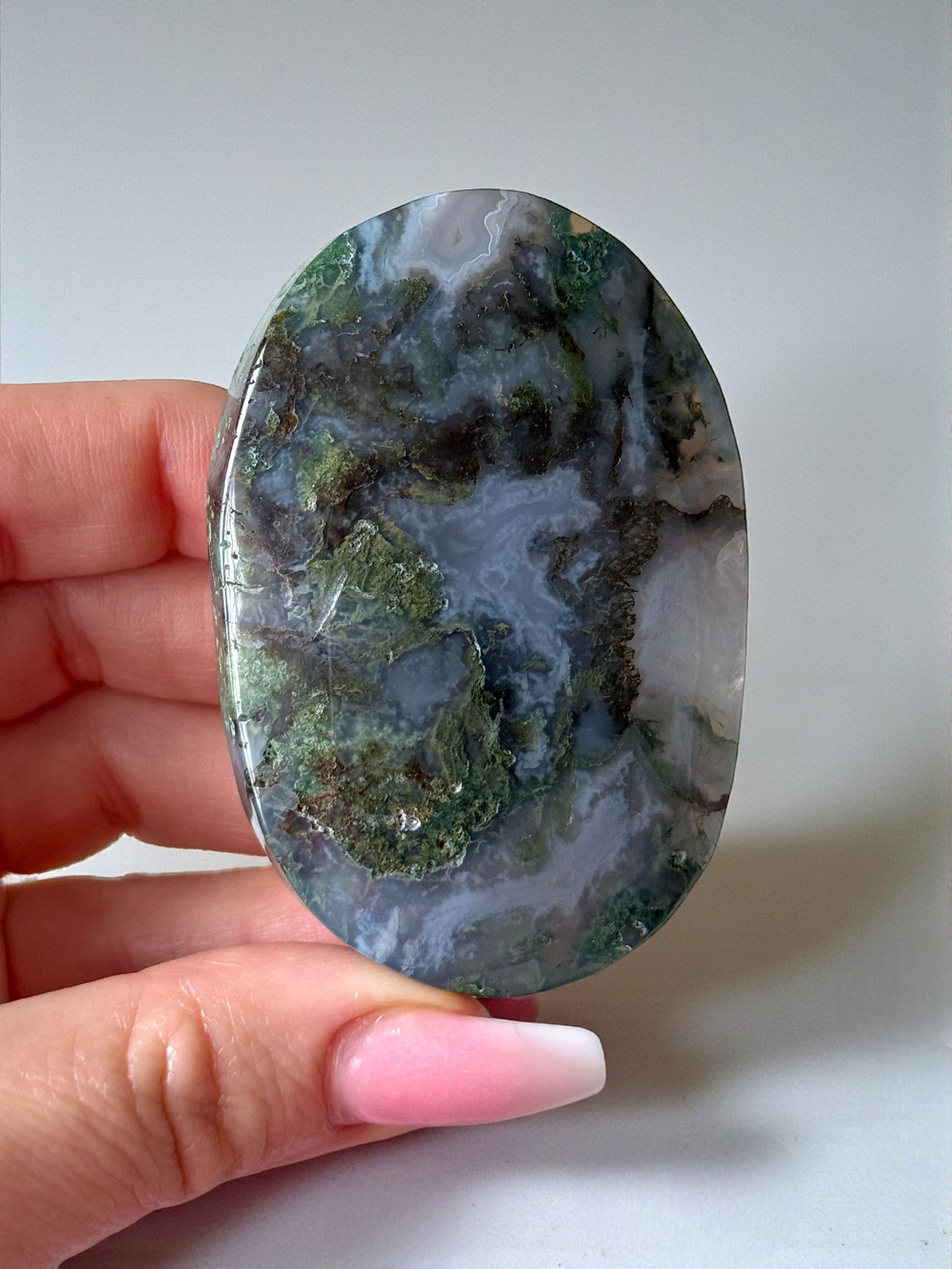 Moss Agate Palm Stone