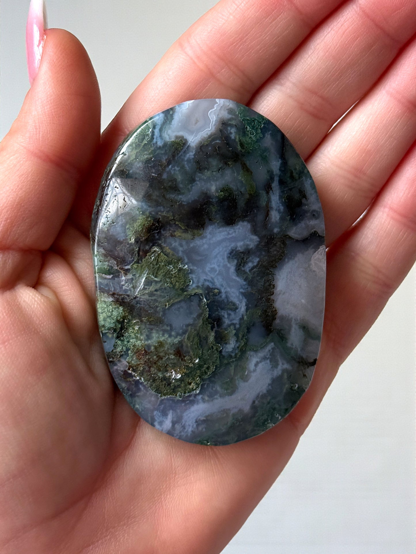 Moss Agate Palm Stone