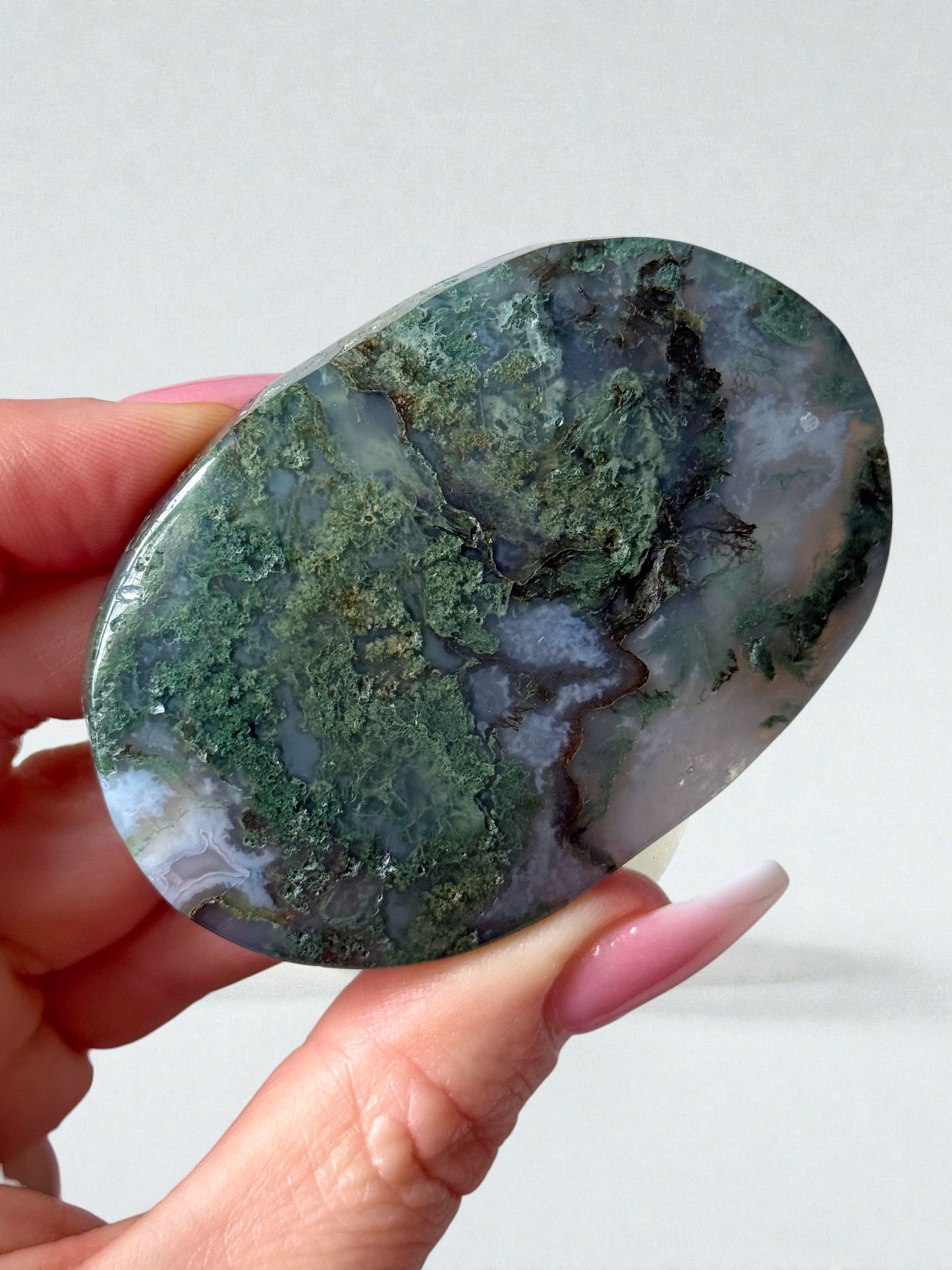 Moss Agate Palm Stone