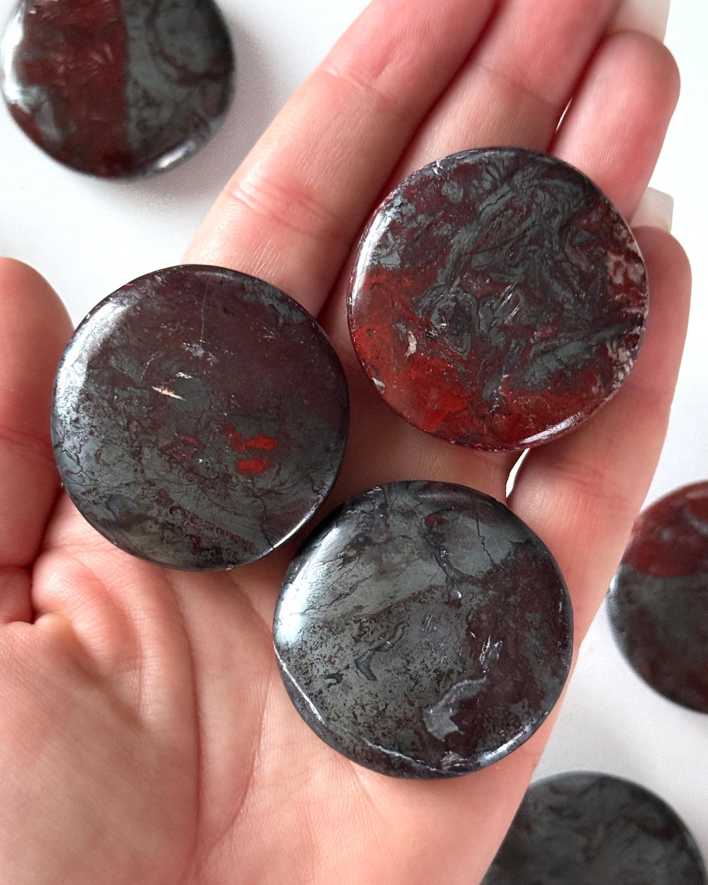 Jaspilite Round Palm Stone