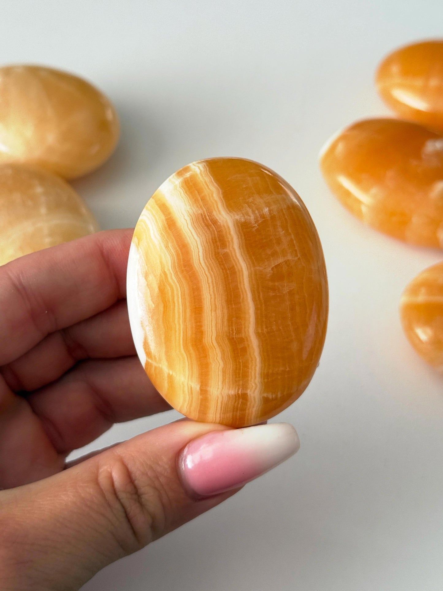 Orange Calcite Palm Stone
