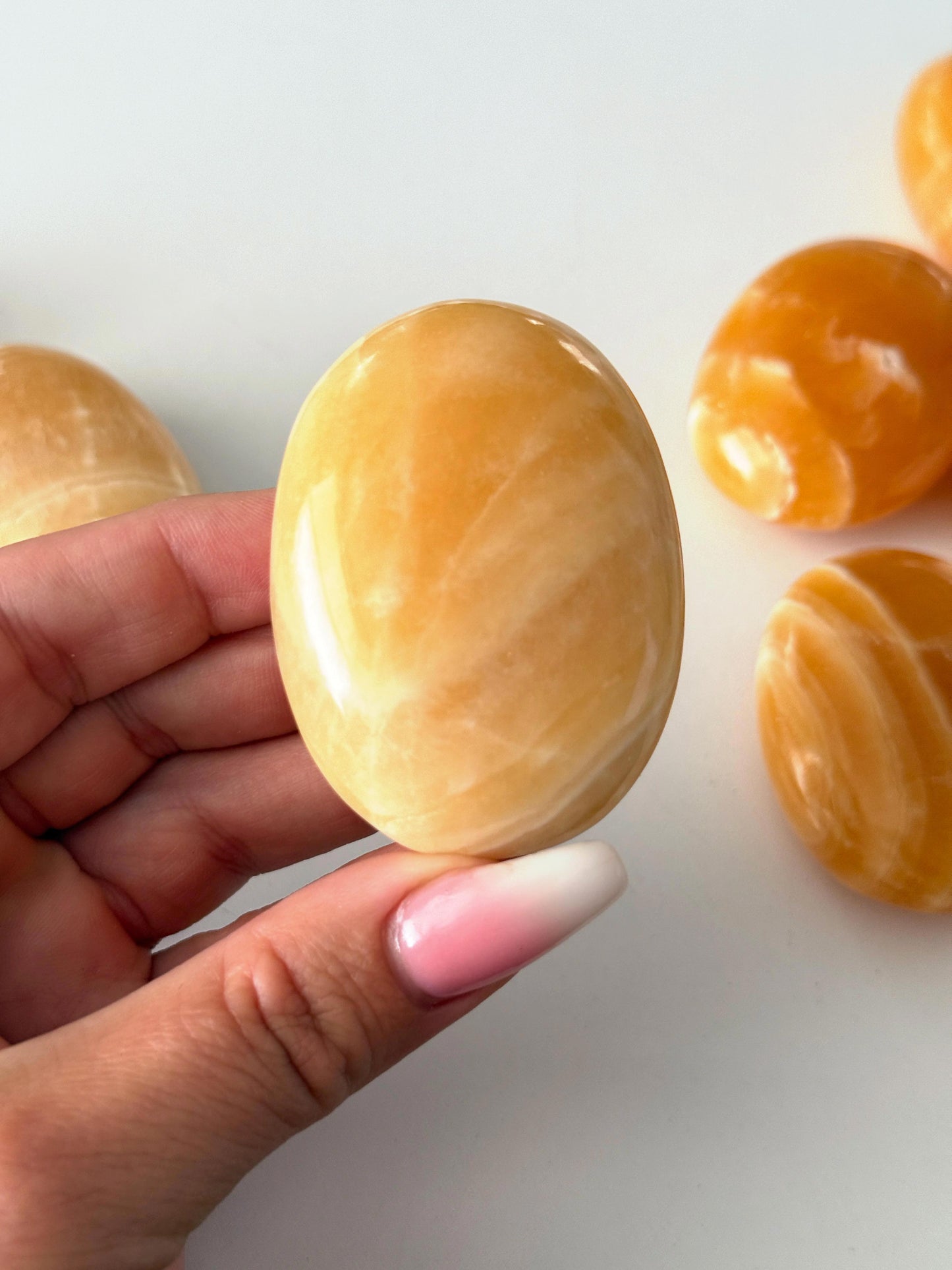 Orange Calcite Palm Stone