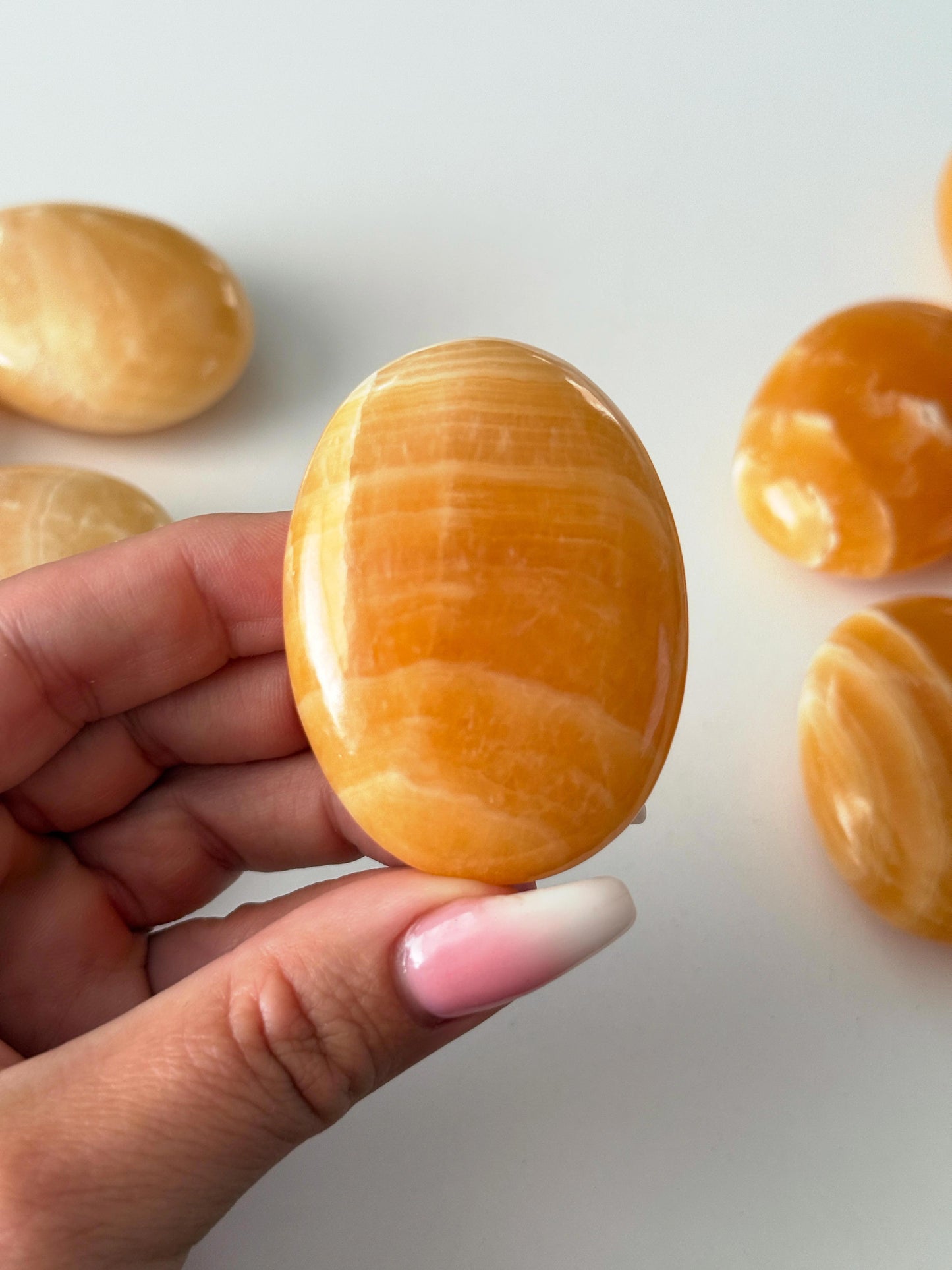Orange Calcite Palm Stone