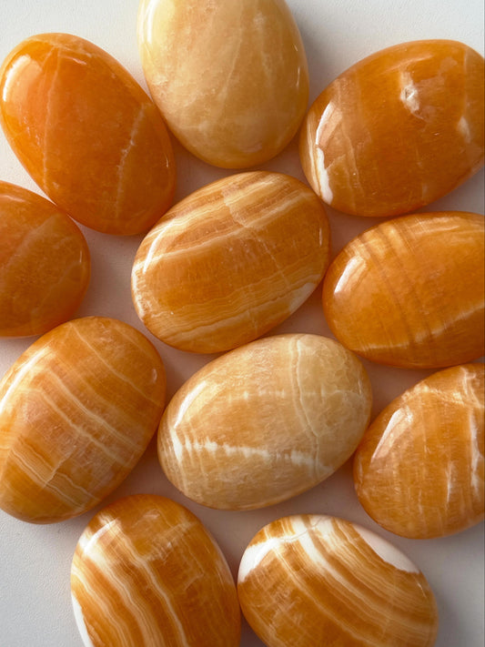 Orange Calcite Palm Stone