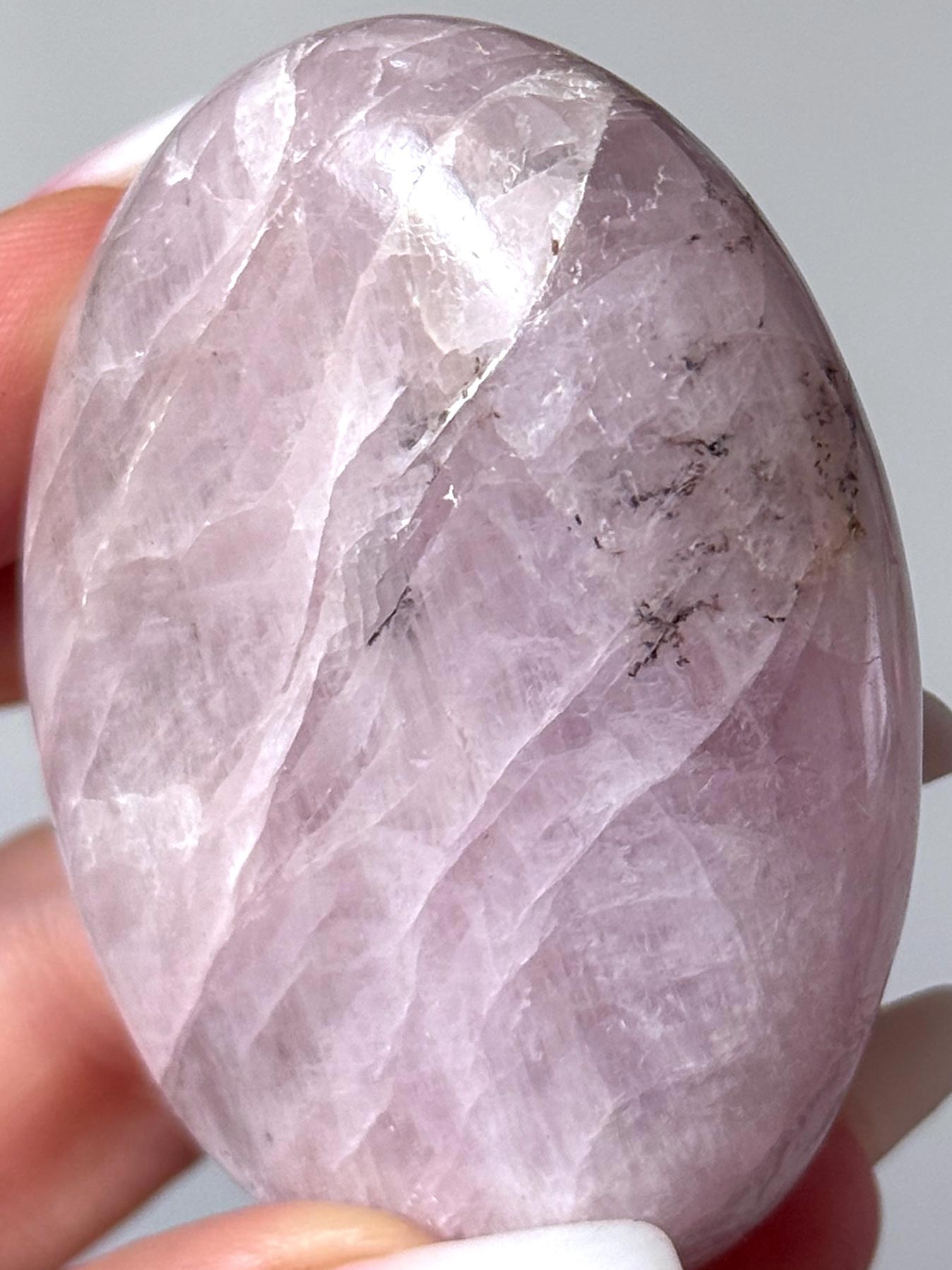 Kunzite with Dendrite Palm Stone