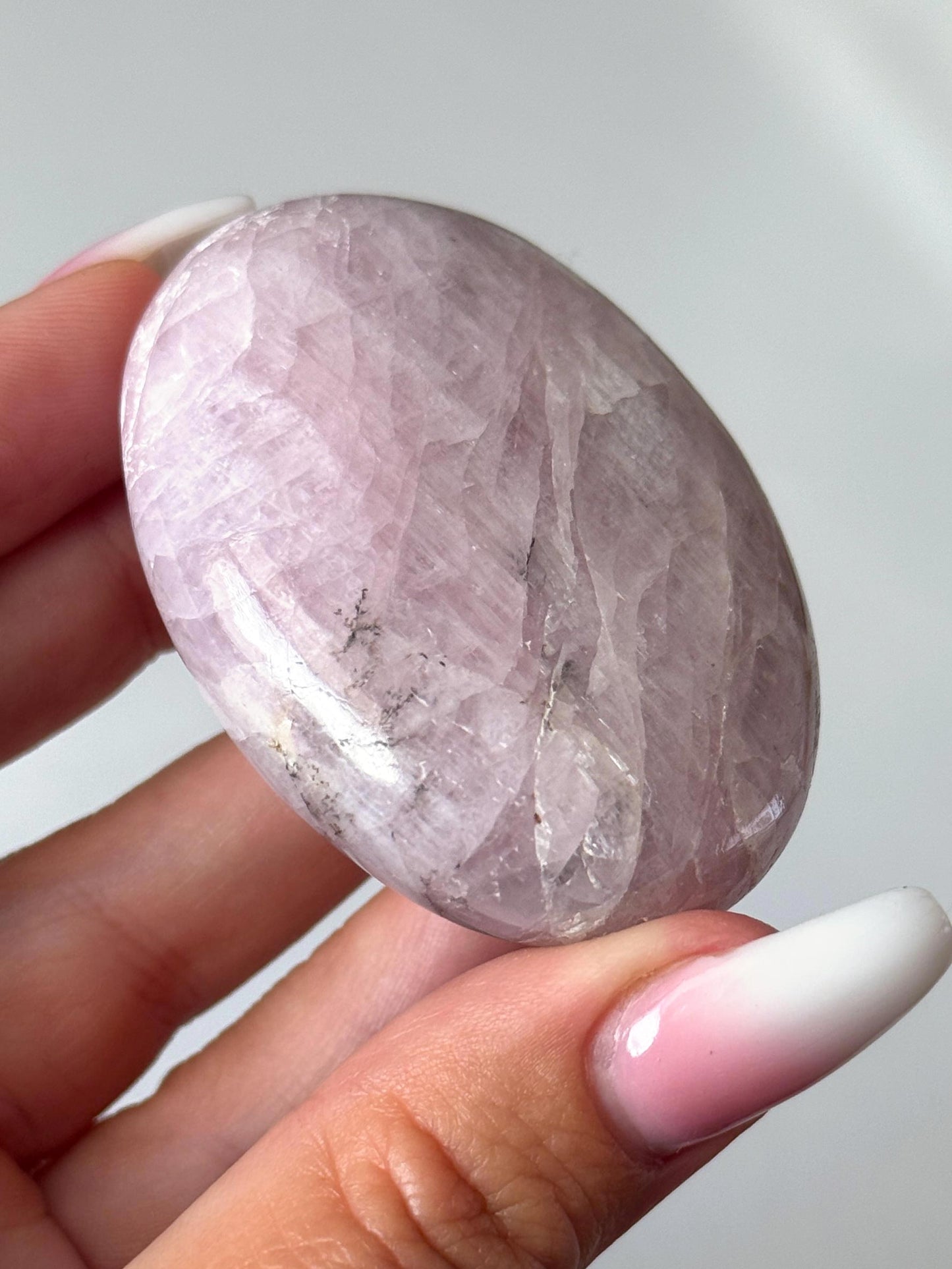 Kunzite with Dendrite Palm Stone