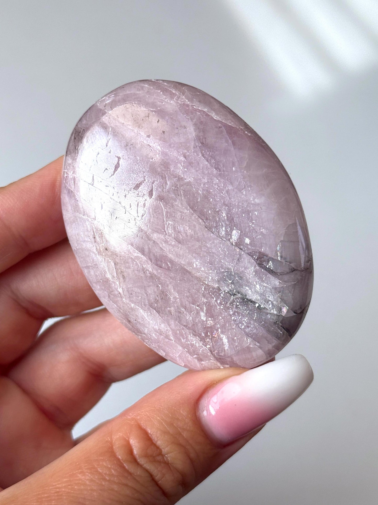 Kunzite with Dendrite Palm Stone