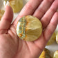Lemon Calcite Green Onyx Round Palm Stone