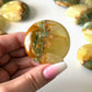 Lemon Calcite Green Onyx Round Palm Stone