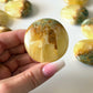 Lemon Calcite Green Onyx Round Palm Stone