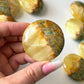 Lemon Calcite Green Onyx Round Palm Stone
