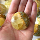 Lemon Calcite Green Onyx Round Palm Stone